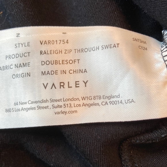 NWOT Varley Black Zip-Thru Sweat Shirt Jacket Women Size Large - Picture 11 of 15